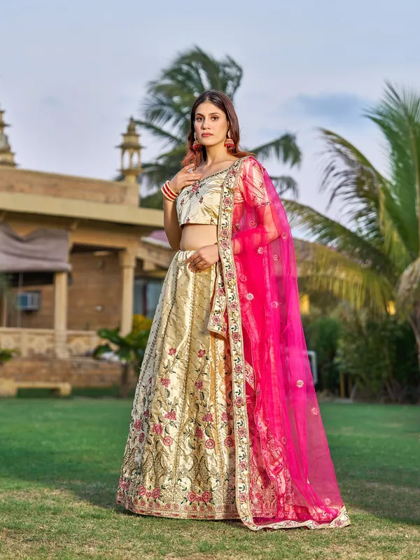 Cream_Embroidery_Work_Lehenga_Choli_With_Dupatta_For_Women
