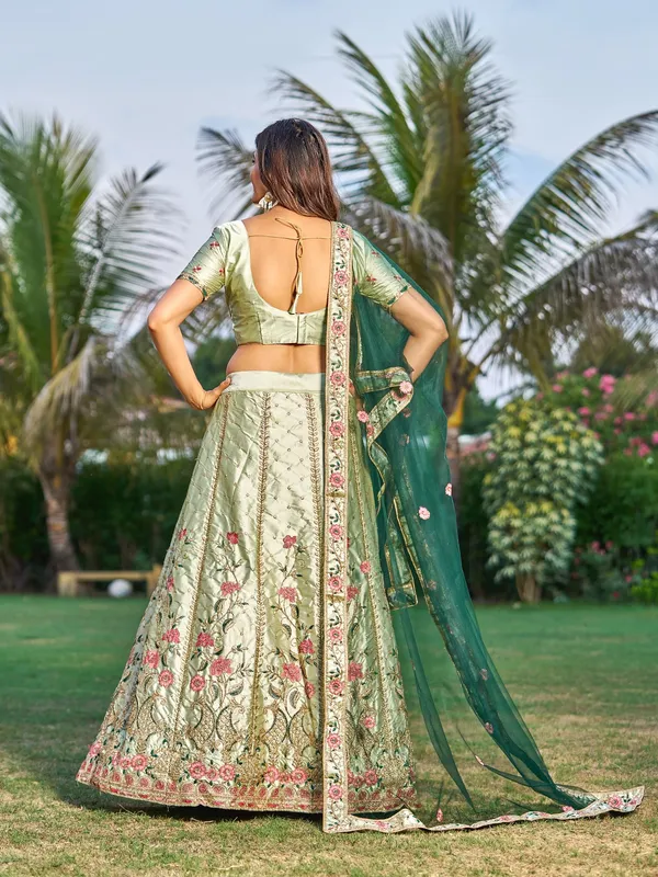 Light_Green_Thread_Work_Lehenga_Choli_With_Dupatta_For_Women