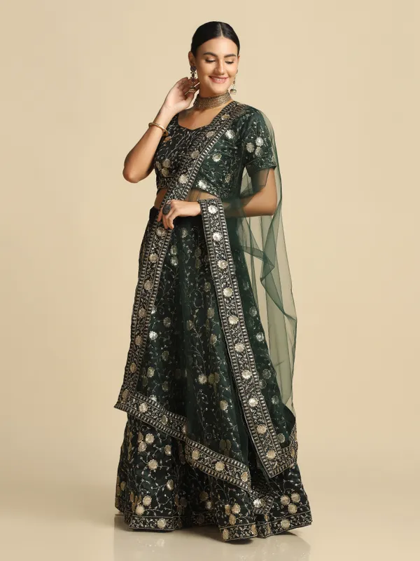 Green_Sequince_Lehenga_Choli_With_Dupatta_For_Women