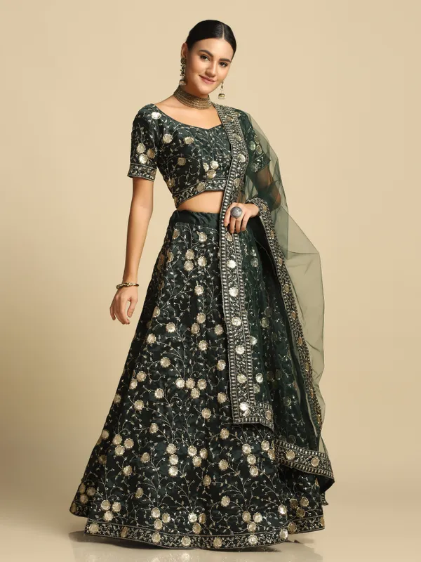 Green_Sequince_Lehenga_Choli_With_Dupatta_For_Women