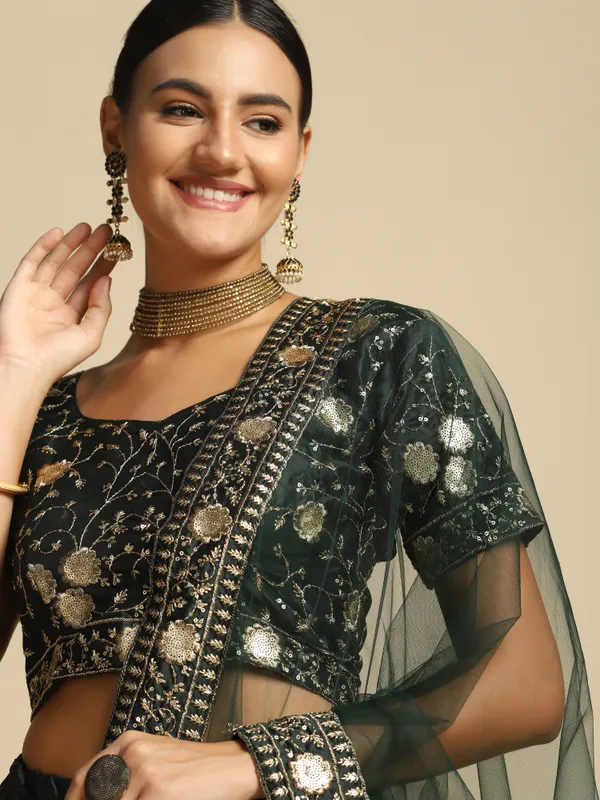Green_Sequince_Lehenga_Choli_With_Dupatta_For_Women