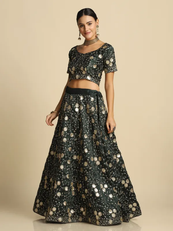 Green_Sequince_Lehenga_Choli_With_Dupatta_For_Women