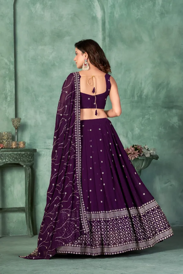 Purple_Thread_Work_Lehenga_Choli_With_Dupatta_For_Women