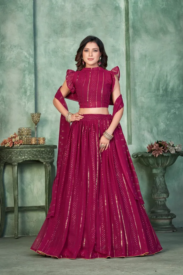 Pink_Thread_Work_Lehenga_Choli_With_Dupatta_For_Women