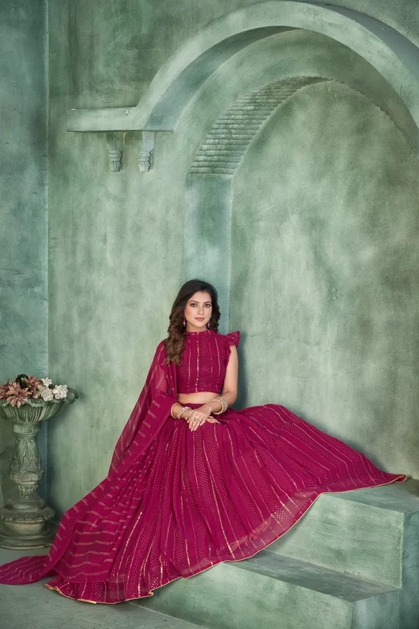 Pink_Thread_Work_Lehenga_Choli_With_Dupatta_For_Women