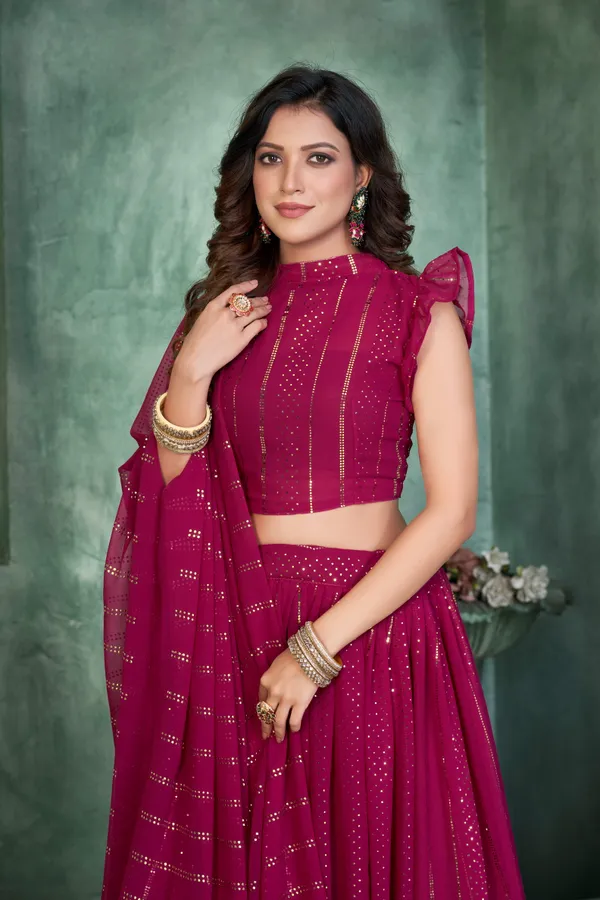 Pink_Thread_Work_Lehenga_Choli_With_Dupatta_For_Women