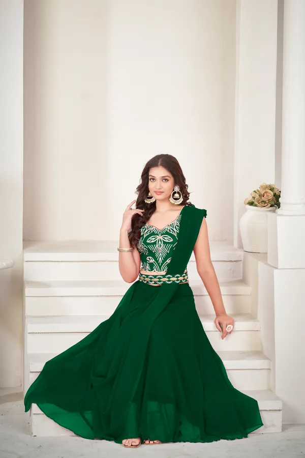 Green_Embrodiery_Work_Lehenga_Choli_With_Dupatta_For_Women