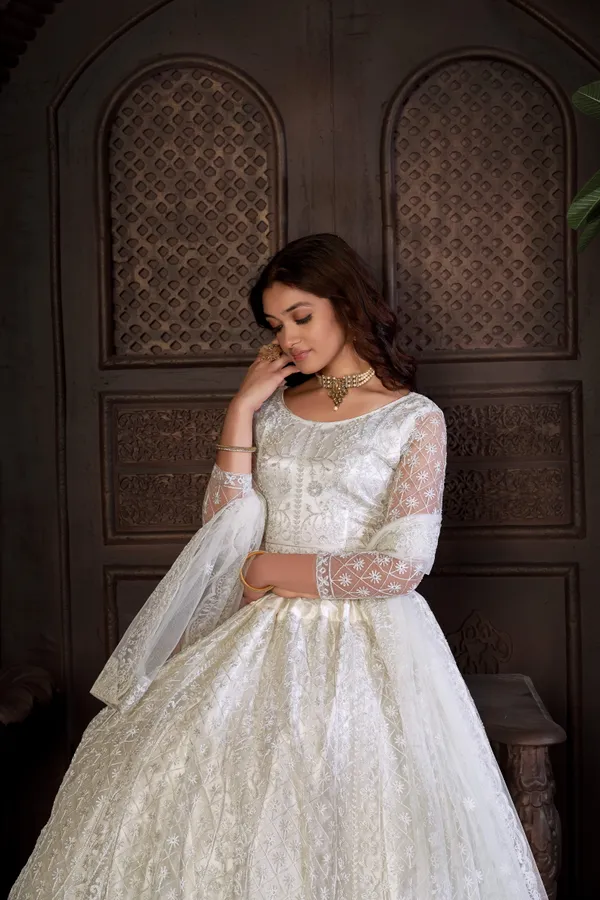 White_Thread_Work_Lehenga_Choli_With_Dupatta_For_Women