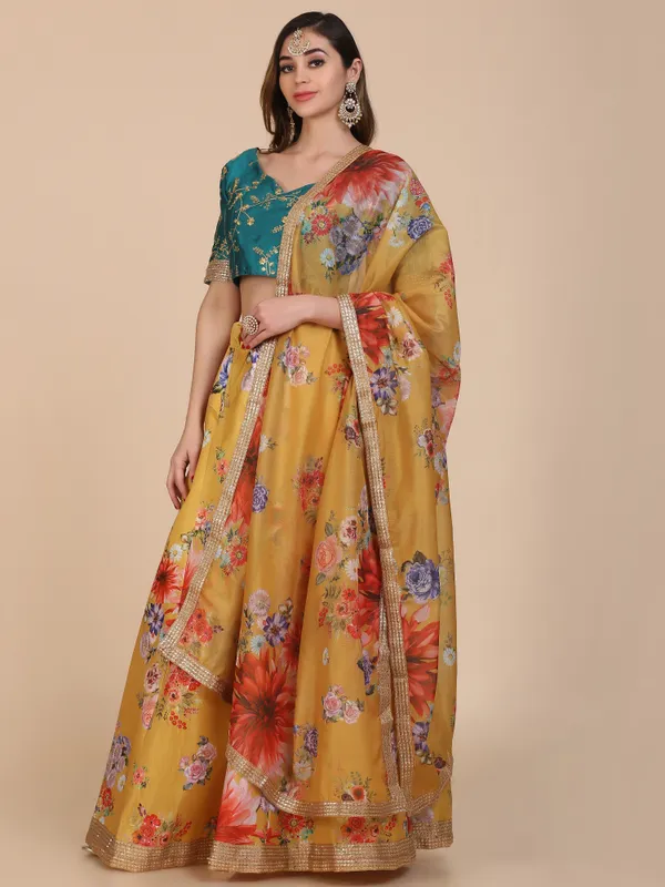 Yellow_Floral_Lehenga_Choli_With_Dupatta_For_Women