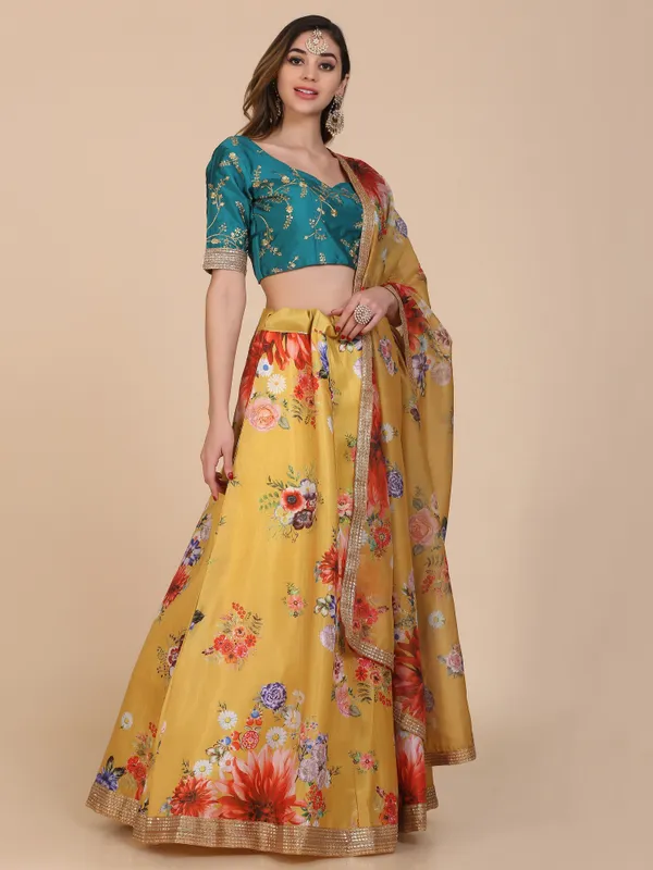 Yellow_Floral_Lehenga_Choli_With_Dupatta_For_Women