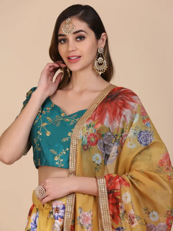Yellow_Floral_Lehenga_Choli_With_Dupatta_For_Women