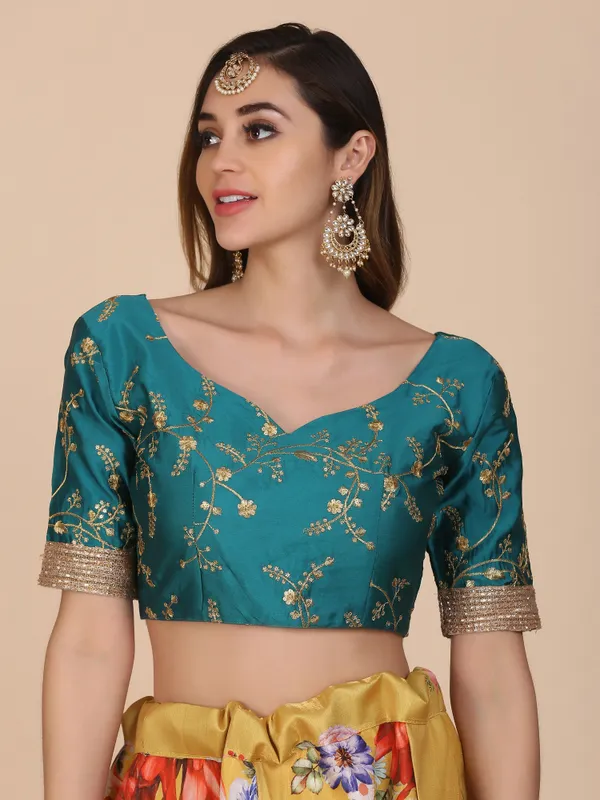 Yellow_Floral_Lehenga_Choli_With_Dupatta_For_Women