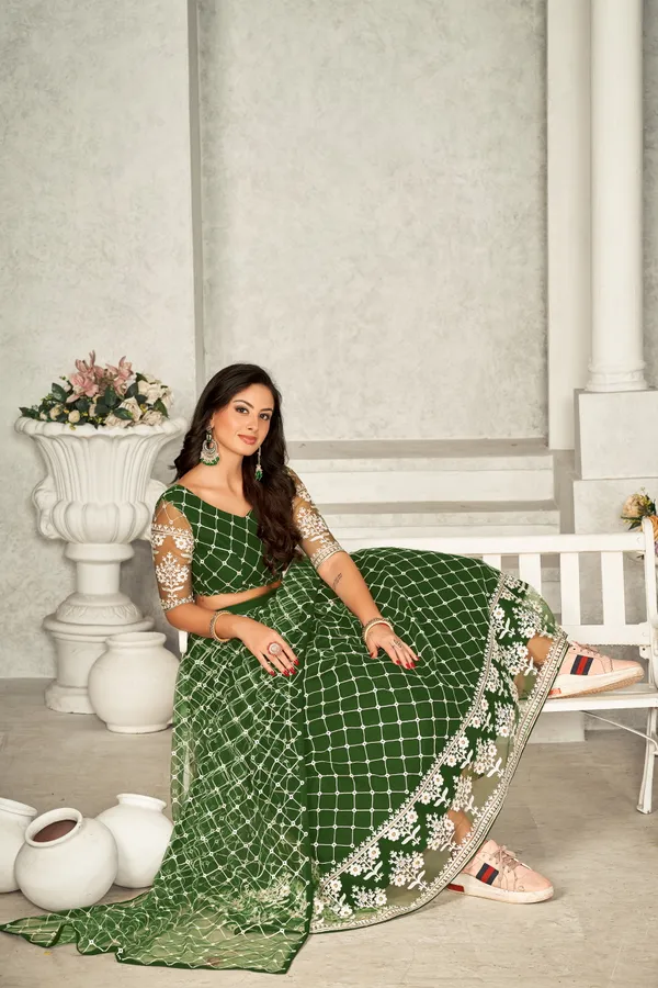 Mehndi_Embroidery_Work_Lehenga_Choli_With_Dupatta_For_Women