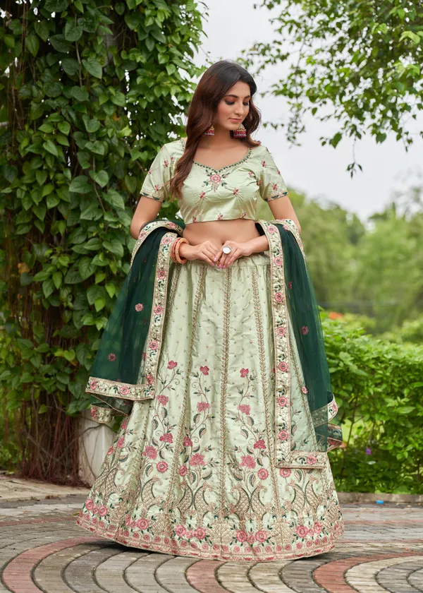 Pista_Embroidery_Work_Lehenga_Choli_With_Dupatta_For_Women