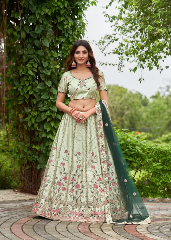 Pista_Embroidery_Work_Lehenga_Choli_With_Dupatta_For_Women