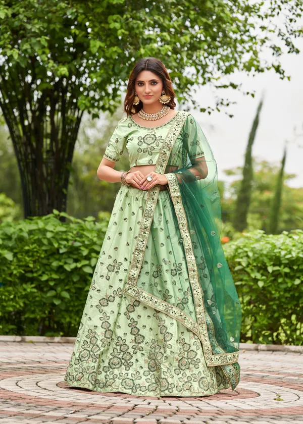 Pista_Embroidery_Work_Lehenga_Choli_With_Dupatta_For_Women