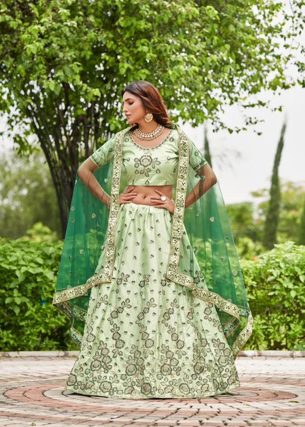 Pista_Embroidery_Work_Lehenga_Choli_With_Dupatta_For_Women