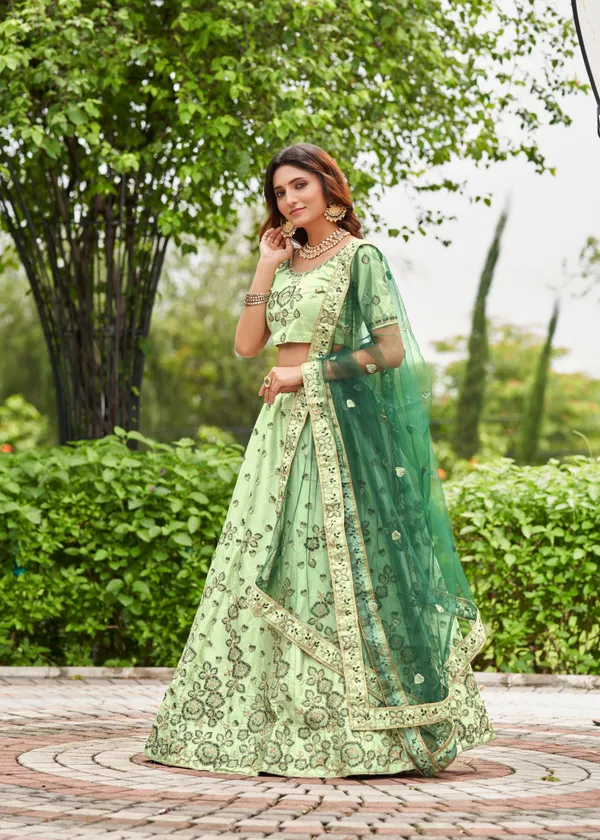 Pista_Embroidery_Work_Lehenga_Choli_With_Dupatta_For_Women