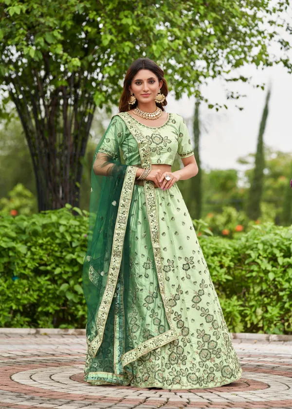 Pista_Embroidery_Work_Lehenga_Choli_With_Dupatta_For_Women