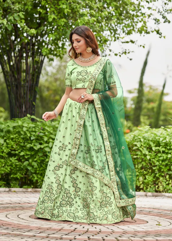Pista_Embroidery_Work_Lehenga_Choli_With_Dupatta_For_Women