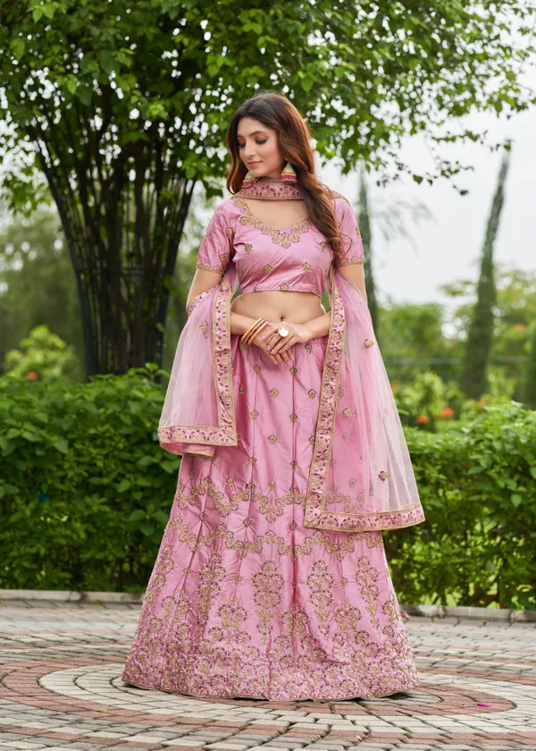 Pink_Embroidery_Work_Lehenga_Choli_With_Dupatta_For_Women