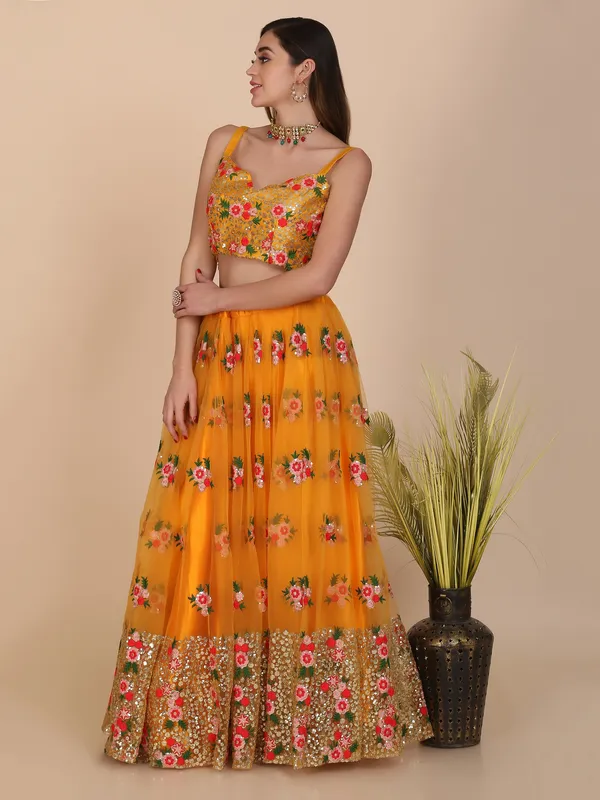 Yellow_Thread_Work_Lehenga_Choli_With_Dupatta_For_Women