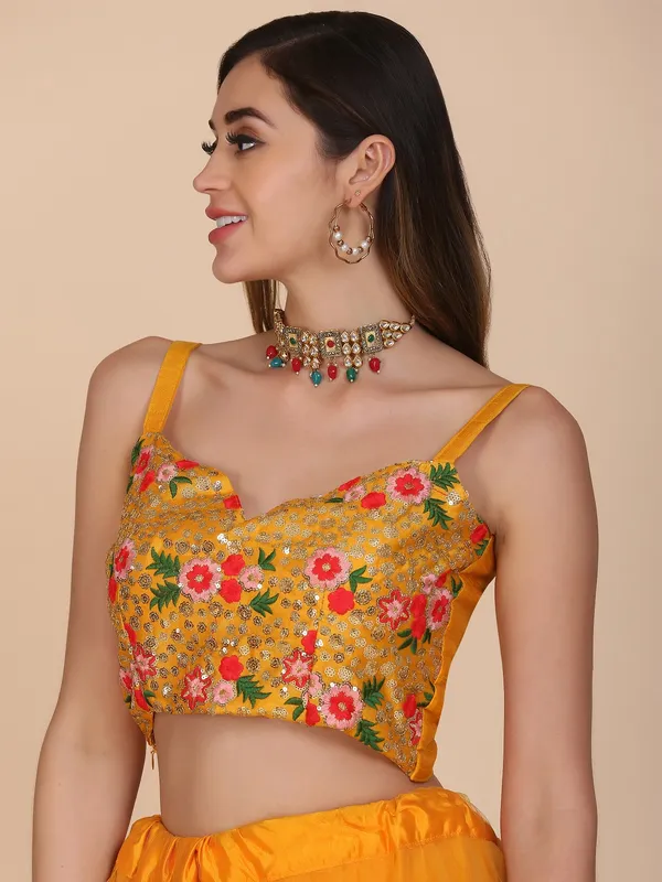 Yellow_Thread_Work_Lehenga_Choli_With_Dupatta_For_Women