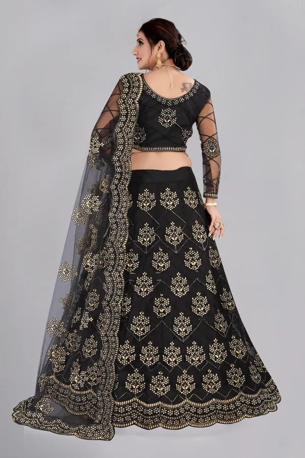 Black_Thread_Work_Lehenga_Choli_With_Dupatta_For_Women