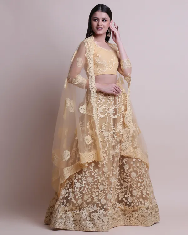 Cream_Thread_Work_Lehenga_Choli_With_Dupatta_For_Women