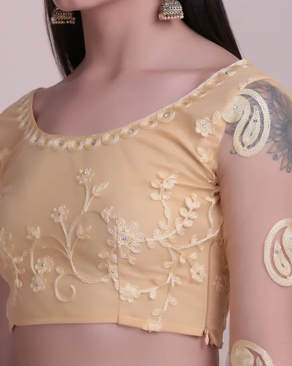 Cream_Thread_Work_Lehenga_Choli_With_Dupatta_For_Women