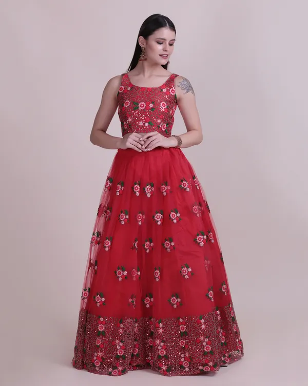 Red_Thread_Work_Lehenga_Choli_With_Dupatta_For_Women