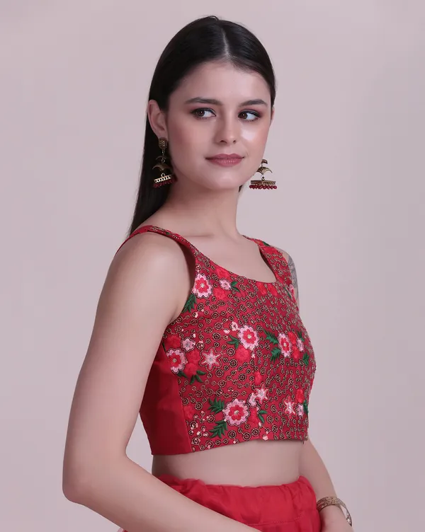 Red_Thread_Work_Lehenga_Choli_With_Dupatta_For_Women