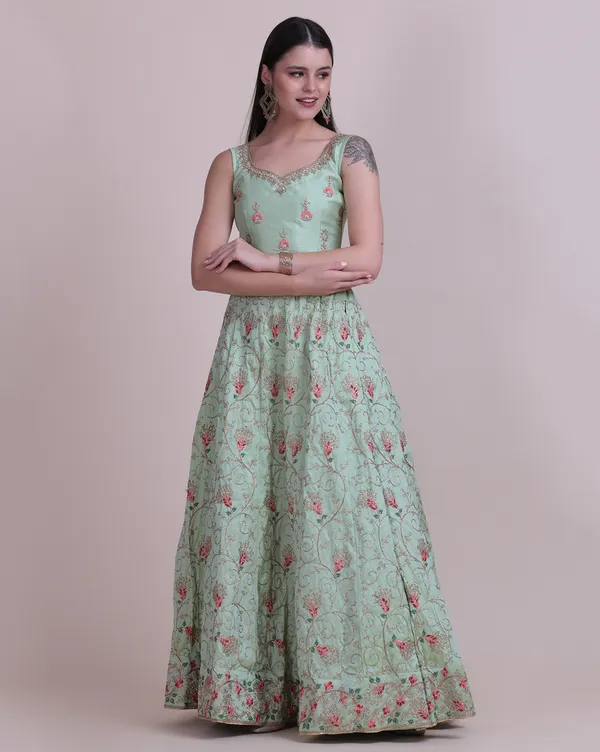 Light_Green_Thread_Work_Lehenga_Choli_With_Dupatta_For_Women