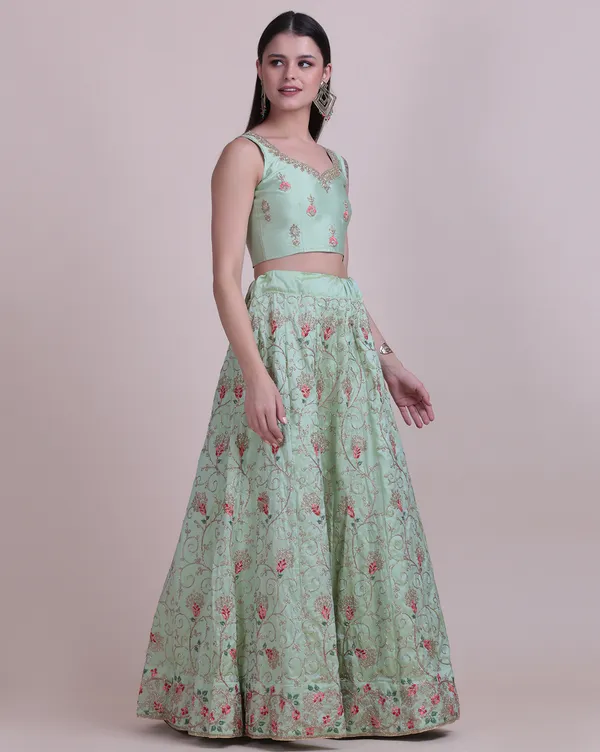 Light_Green_Thread_Work_Lehenga_Choli_With_Dupatta_For_Women
