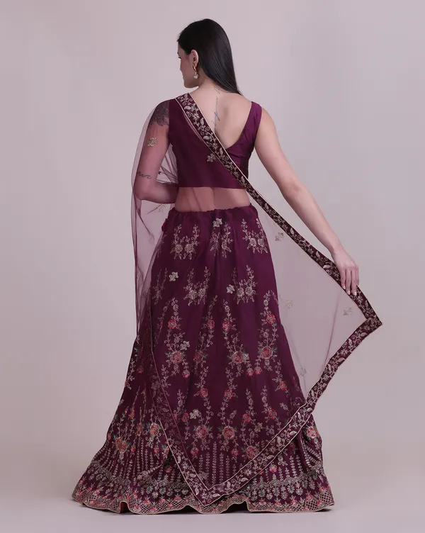 Purple_Thread_Work_Lehenga_Choli_With_Dupatta_For_Women