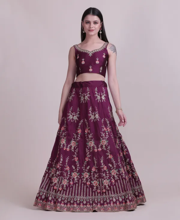 Purple_Thread_Work_Lehenga_Choli_With_Dupatta_For_Women