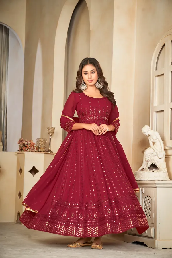 Maroon_Crepe_Anarkali_Suit_For_Women