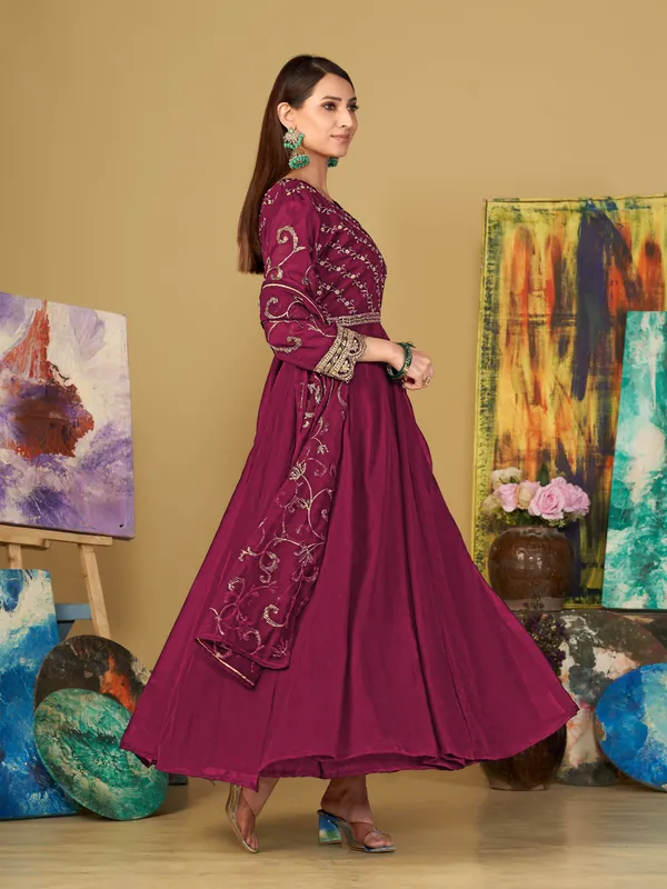 Dark_Pink_Crepe_Anarkali_Suit_For_Women