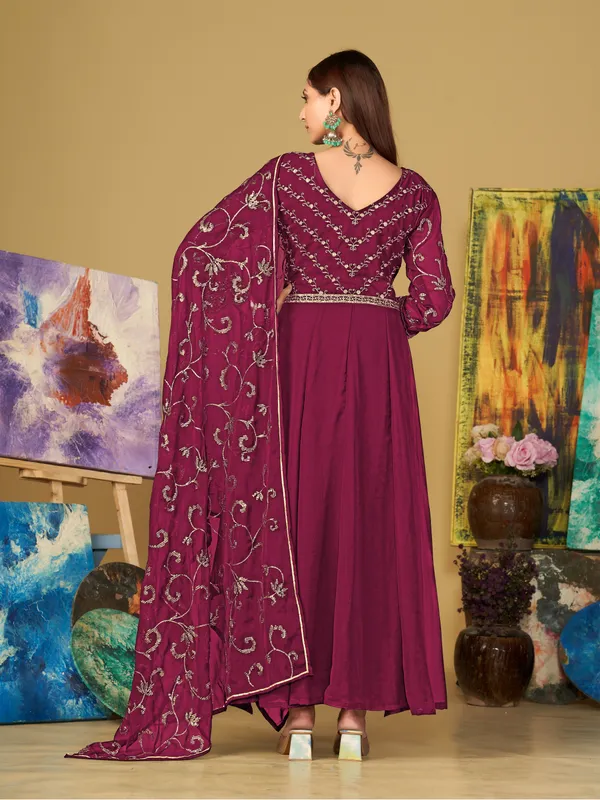 Dark_Pink_Crepe_Anarkali_Suit_For_Women