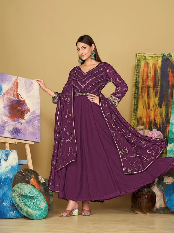 Purple_Crepe_Anarkali_Suit_For_Women