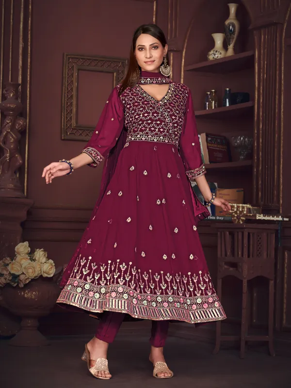 Dark_Pink_Crepe_Anarkali_Suit_For_Women