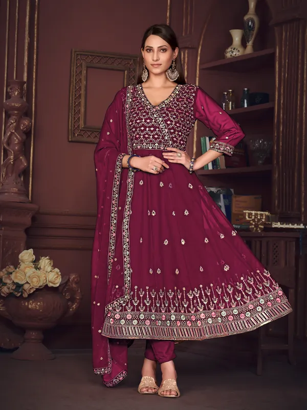 Dark_Pink_Crepe_Anarkali_Suit_For_Women