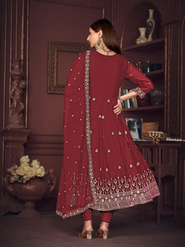 Maroon_Crepe_Anarkali_Suit_For_Women