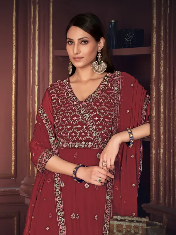Maroon_Crepe_Anarkali_Suit_For_Women