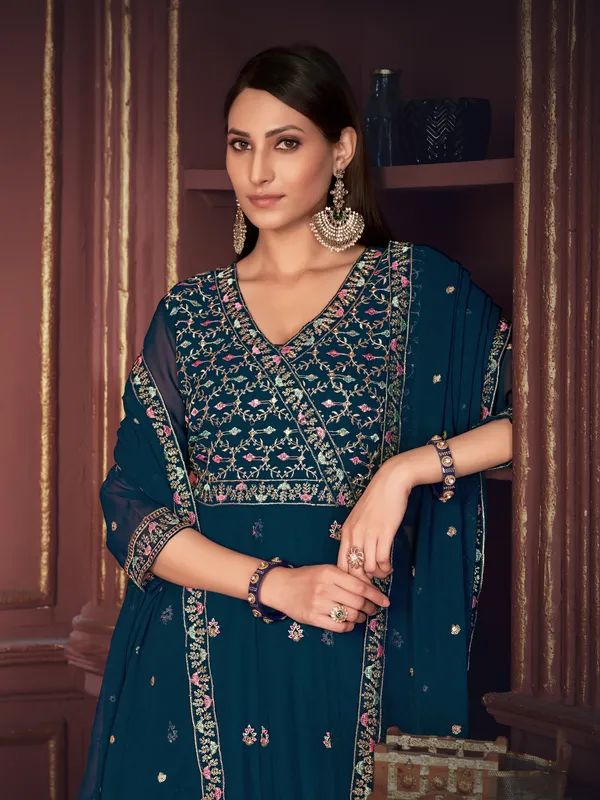 Turquoise_Blue_Crepe_Anarkali_Suit_For_Women