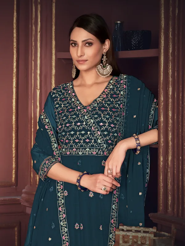 Turquoise_Blue_Crepe_Anarkali_Suit_For_Women