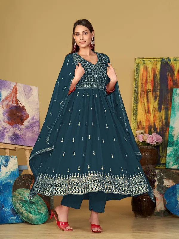 Turquoise_Blue_Crepe_Anarkali_Suit_For_Women