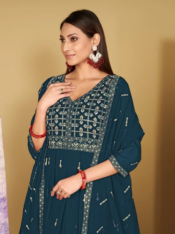 Turquoise_Blue_Crepe_Anarkali_Suit_For_Women