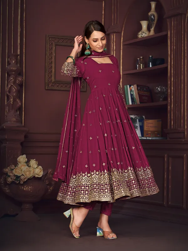 Dark_Pink_Crepe_Anarkali_Suit_For_Women