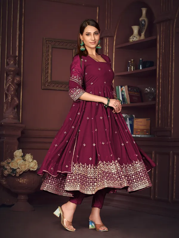 Dark_Pink_Crepe_Anarkali_Suit_For_Women